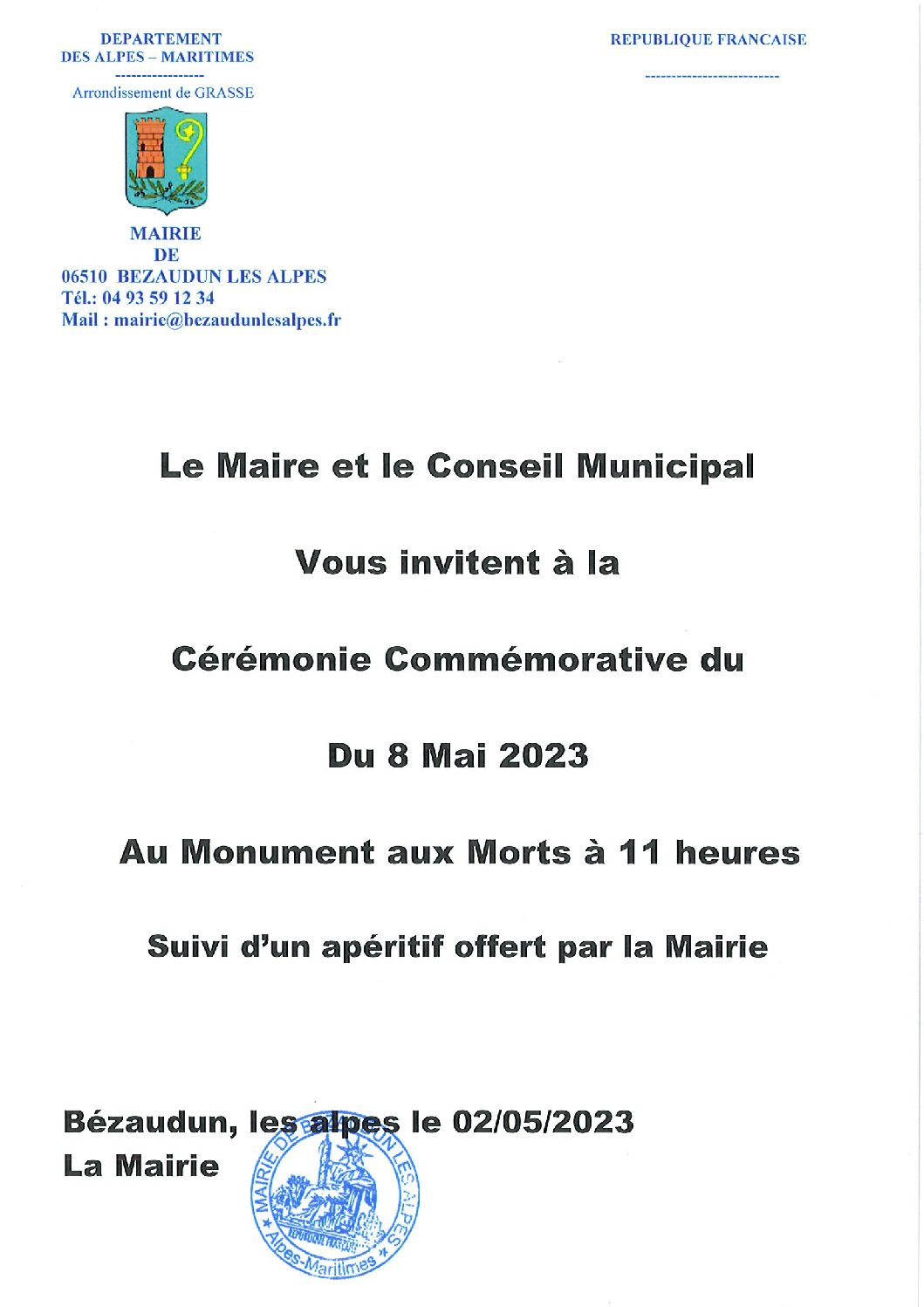 Commémoration de la Victoire de 1945 – Lundi 8 mai 2023